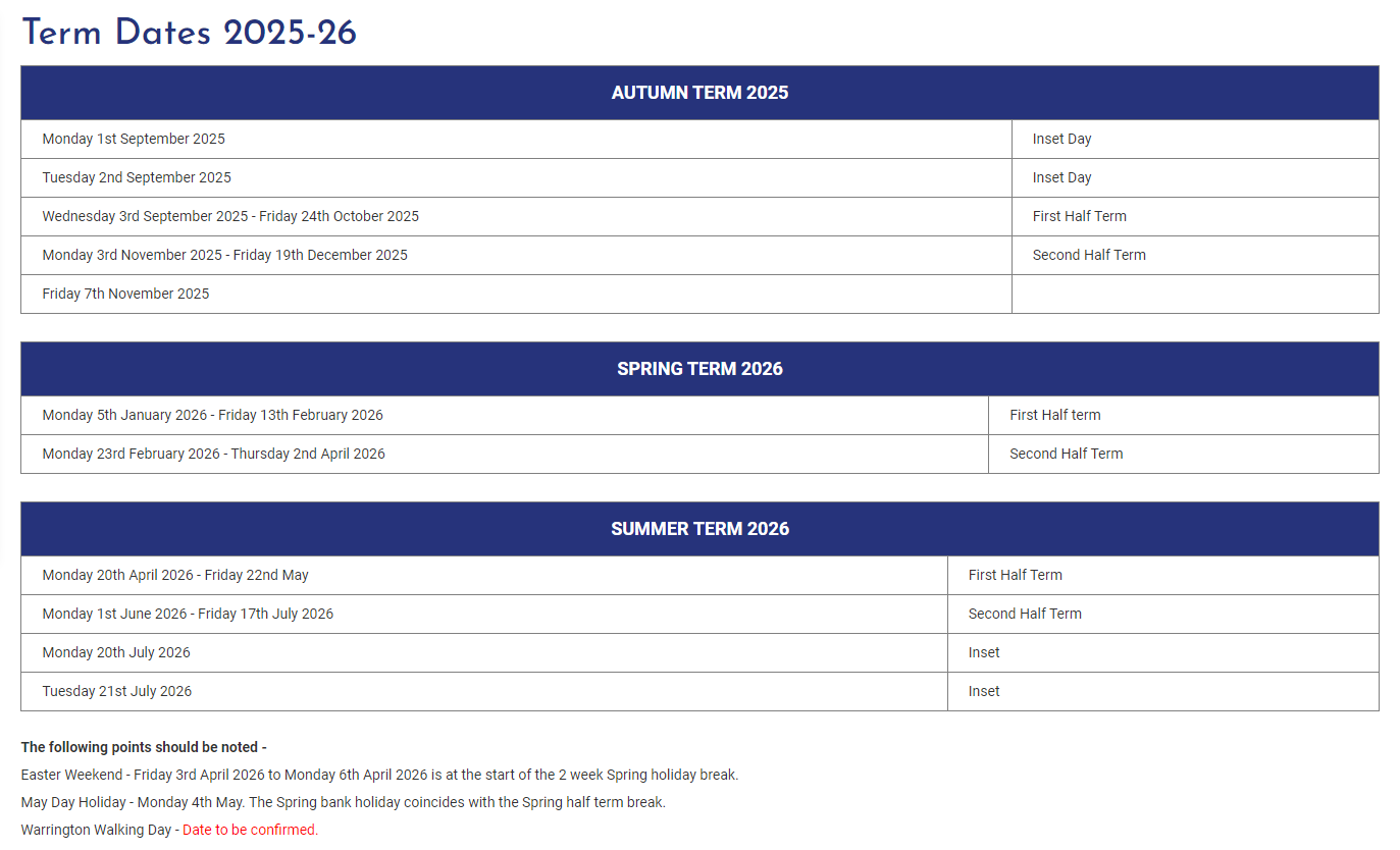 Term Dates 202526 St Gregory
